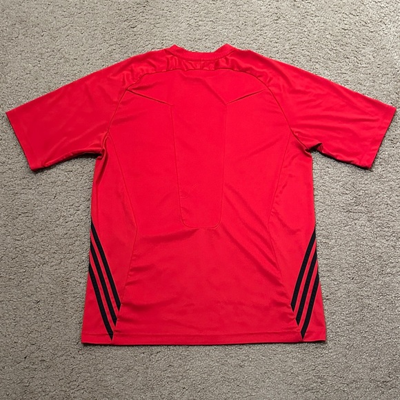Adidas Men’s Performance Athletic T-Shirt Red Black Stripes Size L - Picture 2 of 5